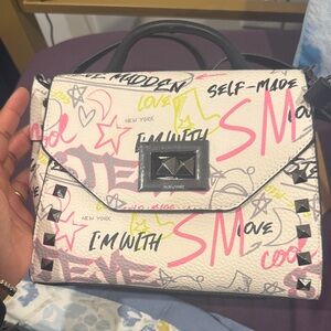 Steve Madden White Satchel with Graffiti Design